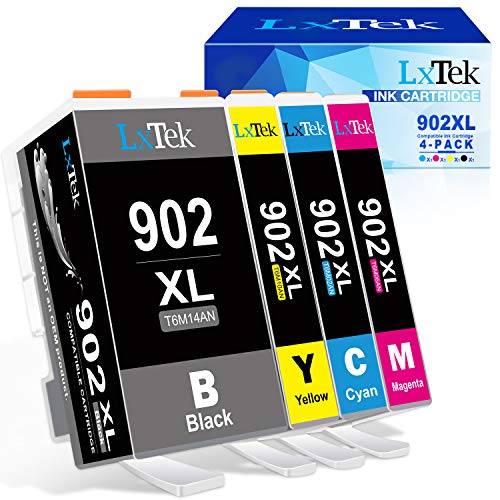 LxTek Compatible Ink Cartridge Replacement for HP 902 902XL Ink Cartridge (4 Pack), Work with Officejet Pro 6968 6978 6962 6958 6954 6960 Printers(1 Black|1 Yellow|1 Magenta|1 Cyan)