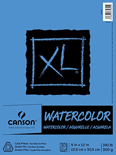 Canson (100510941) XL Series Watercolor Pad, 9" x 12", Fold-Over Cover, 30 Sheets
