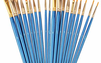 Soucolor Acrylic Paint Brushes Set, 20Pcs Artist Paintbrushes Paint Brushes for Acrylic Oil Watercolor, Body Face Painting, Rock Painting Kit, Fine Detail Miniature, Beginner/Kids Arts Crafts Supplies