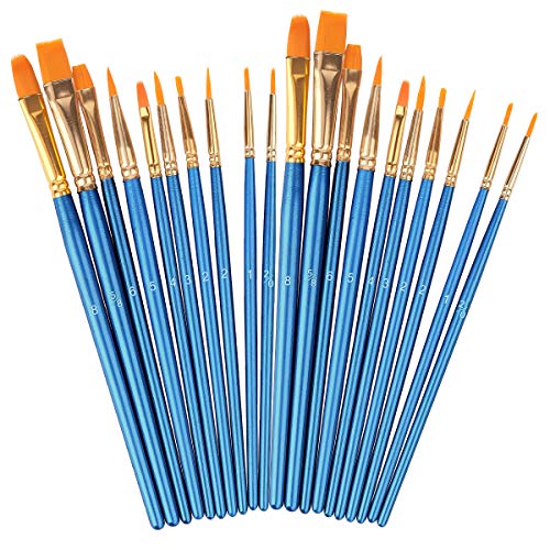 Soucolor Acrylic Paint Brushes Set, 20Pcs Artist Paintbrushes Paint Brushes for Acrylic Oil Watercolor, Body Face Painting, Rock Painting Kit, Fine Detail Miniature, Beginner/Kids Arts Crafts Supplies