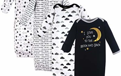 Hudson Baby Unisex Cotton Gowns, Moon And Back, 0-6 Months