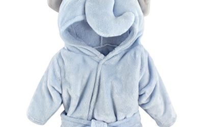 Hudson Baby Unisex Baby Plush Animal Face Robe, Blue Elephant, One Size, 0-9 Months