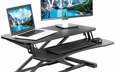 VIVO Black Height Adjustable 32 inch Standing Desk Converter | Sit Stand Dual Monitor and Laptop Riser Workstation (DESK-V000K)