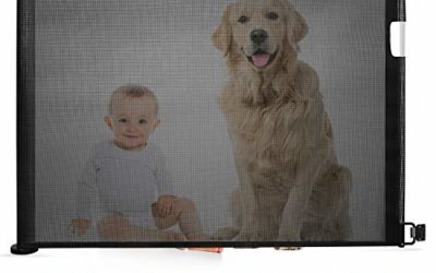 Babepai Retractable Baby Gate Wide Safety Mesh Gate Easy to Roll and Latch for Stairways Doorways Hallways Patios Deck Banisters Flexible and Extensible Pets Gate Up to 54 inch Wide, Black