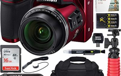 (Renewed) Nikon COOLPIX B500 16MP 40x Optical Zoom Digital Camera w/ WiFi – Red  + 16GB SDHC Accessory Bundle