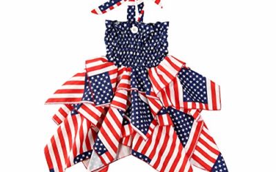 Toddler Infant Baby Girls 4th of July Clothes Outfits Dresses Independence Day Fashion Strap Halter Pleated Skirt