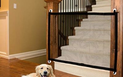 CHARMINER Pet Gate Baby Gate,Safety Pets Fence Retractable Portable Folding Adjustable Mesh Dog Gate 40.4 inch for Hall Doorways Stair Outdoor Easy to Install(Black)