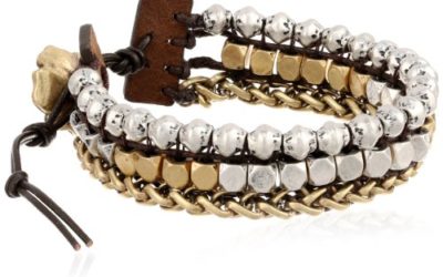 Lucky Brand "Royal Jewels" Two-Tone Mixed Two-Tone Faux Wrap Bracelet, 7"