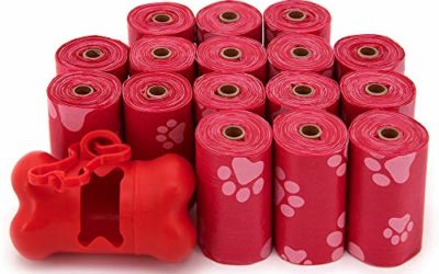 Best Pet Supplies Dog Poop Bags, Rip-Resistant and Doggie Waste Bag Refills with d2w Controlled-Life Plastic Technology – 240 Bags, Red (RD-240C)