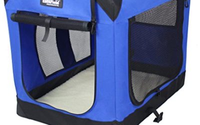 EliteField 3-Door Folding Soft Dog Crate, Indoor & Outdoor Pet Home, Multiple Sizes and Colors Available (24" L x 18" W x 21" H, Royal Blue)