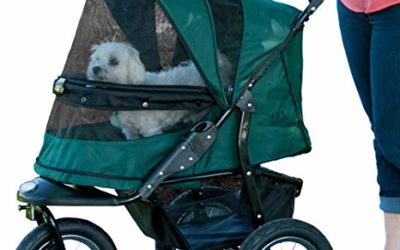Pet Gear No-Zip Jogger Pet Stroller for Cats/Dogs, Zipperless Entry, Easy One-Hand Fold, Air Tires, Cup Holder + Storage Basket, Forest Green