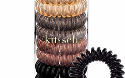 Kitsch Spiral Hair Ties, Coil Hair Ties, Phone Cord Hair Ties, Hair Coils – 8 Pcs, Brunette