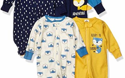 Gerber Baby Boys' 4 Pack Sleep N' Play Footie, Fox, 3-6 Months