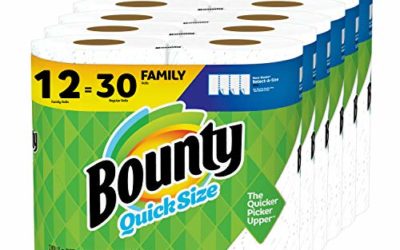 Bounty Quick-Size Paper Towels, White, 12 Family Rolls = 30 Regular Rolls