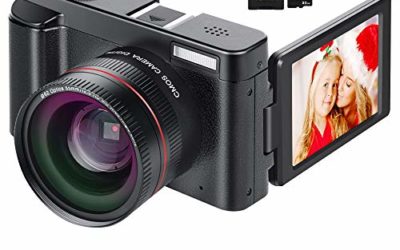 Digital Camera YouTube Vlogging Camera HD 1080P 24MP Video Camcorder 16X Digital Zoom with Wide Angle Lens, WiFi, Pause Function, Face Detection, 3’’ IPS Screen, 32GB SD Card, 2xBattery