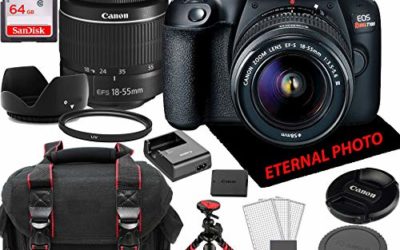 Canon EOS Rebel T100 DSLR Camera w/Canon EF-S 18-55mm Zoom Lens, 64GB Memory Card, Camera Case (20 Piece Bundle)