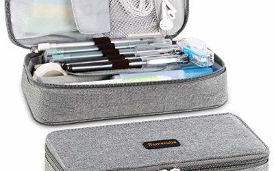 Homecube Pencil Case Big Capacity Pen Marker Holder Pouch Box Makeup Bag Oxford Cloth Large Storage Stationery Organizer with Zipper for School Office – Gray