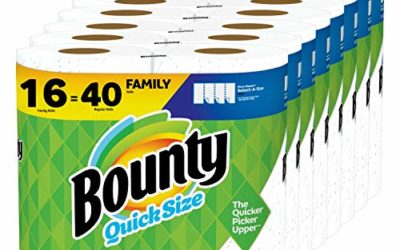 Bounty Quick-Size Paper Towels, White, 16 Family Rolls = 40 Regular Rolls