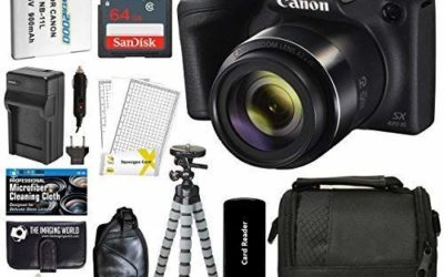 Canon PowerShot SX420 IS Digital Camera (Black) with 20MP, 42x Optical Zoom, 720p HD Video & Built-In Wi-Fi + 64GB Card + Reader + Grip + Spare Battery and Charger + Tripod + Complete Accessory Bundle