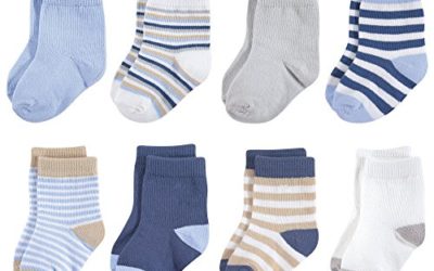 Touched by Nature Baby Organic Cotton Socks, Tan Lt. Blue, 12-24 Months