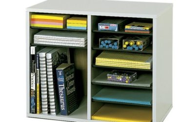 Safco Products Wood Adjustable Literature Organizer, 12 Compartment 9420GR, Gray, Durable Construction, Removable Shelves