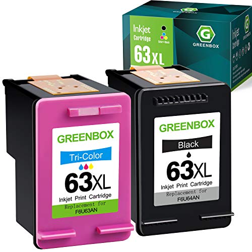 GREENBOX Remanufactured Ink Cartridge Replacement for HP 63 63XL for Envy 4520 4512 4513 4516 OfficeJet 3830 5255 5258 DeskJet 1112 1110 3630 3632 3634 2130 2132 (1 Black 1 Tri-Color)