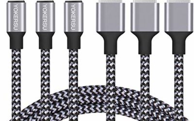 iPhone Charger, YOKERSU Nylon Braided Lightning Cable 3PACK 6ft Extra Long High Speed Data Sync Transfer Charging Cord Compatible with iPhone Xs MAX XR X 8 Plus 7 Plus 6S Plus 6 Plus SE 5S iPad(Gray)