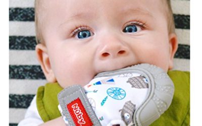 Nuby  Soothing Teething Mitten with Hygienic Travel Bag, Grey, 1 Count