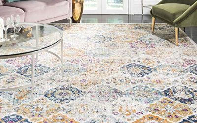 Safavieh Madison Collection MAD611B Bohemian Chic Vintage Distressed Area Rug, 5' Square, Cream/Multi