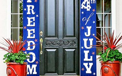 Fourth of July Decoration Patriotic Porch Sign Welcome Sign Decoration Set 4th of July Patriotic Welcome Banner Patriotic Party Supply Decor Independence Day Decorations (Blue Red 4th of July)