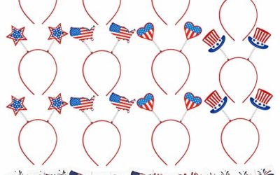 JOYIN 60 Pcs Patriotic Party Favor of 12 Headbands, and 48 Tattoo Stickers for 4th of July Celebration, Independence Day Gathering, Memorial Day Commemoration, Veterans Day Honoring, Patriotic Party Favors and Themed Party
