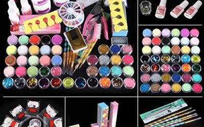 42 in 1 Acrylic Nail Kit, Nail Art Set Acrylic Powder Liquid Brush Glitter Clipper File French Tips Nail Art Decoration Tools Professional Manicure Set