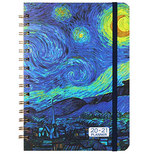 2020-2021 Planner – Weekly & Monthly Planner 6.37" x 8.46" with Hardcover, Starry Cover, Calendar, Monthly Tabs, Back Pocket, Twin-Wire Binding, Easy for Your Writing