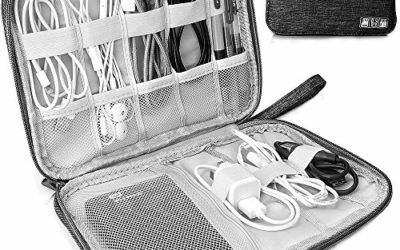 HCFGS Electronic Organizer Travel Accessories Cable Bag,Waterproof Universal Cable Storage Bag for USB Cable Cord, Flash Drive, Charger, Mobile Phone, Hard Drive, SD Card,PowerBank (Black)