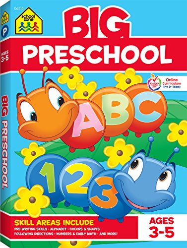 School Zone – Big Preschool Workbook – Ages 4 and Up, Colors, Shapes, Numbers 1-10, Alphabet, Pre-Writing, Pre-Reading, Phonics, and More (School Zone Big Workbook Series)
