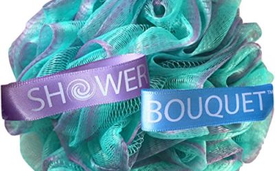 Loofah Bath Sponge Swirl Set XL 75g by Shower Bouquet: Extra Large Mesh Pouf (4 Pack Color Swirls) Luffa Loofa Loufa Puff Scrubber – Big Full Lather Cleanse, Exfoliate with Beauty Bathing Accessories