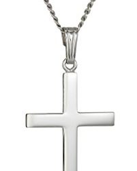 Sterling Silver Polished Cross Pendant Necklace, 20"