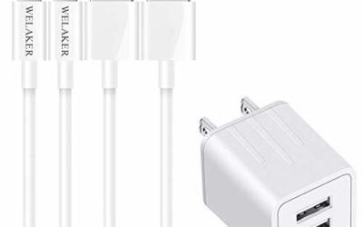 iPhone Charger, WELAKER Data Sync Transfer Lightning Cable 2Pack 6ft with Dual Port Wall Charger Adapter Charging Block Power Plug(ETL Listed) Compatible with iPhone 11 Pro Max XS XR X 8 7 6 5 iPad