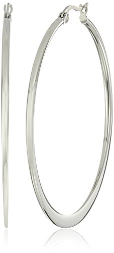 Amazon Essentials Stainless Steel Flattened Hoop Earrings (50mm)