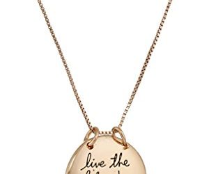Sterling Silver Rose-Gold Flashed "Live The Life You Love" Circle Pendant Necklace, 18"