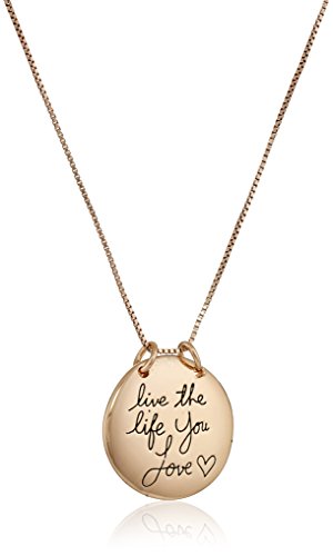 Sterling Silver Rose-Gold Flashed "Live The Life You Love" Circle Pendant Necklace, 18"