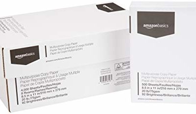 AmazonBasics Multipurpose Copy Printer Paper – White, 8.5 x 11 Inches, 8 Ream Case (4,000 Sheets)