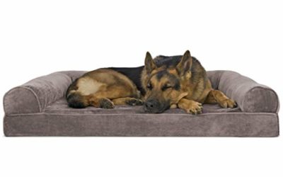 Furhaven Pet Dog Bed – Orthopedic Faux Fur and Velvet Traditional Sofa-Style Living Room Couch Pet Bed with Removable Cover for Dogs and Cats, Driftwood Brown, Jumbo