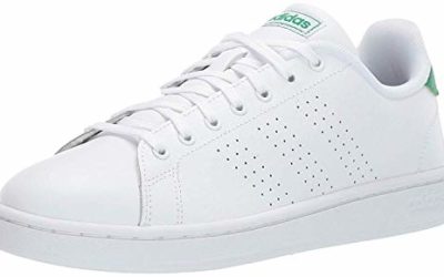 adidas Men's Advantage Tennis Shoe, White/White/Green, 8.5 M US