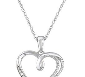 Sterling Silver Diamond Heart Pendant Necklace (1/10 cttw), 18"