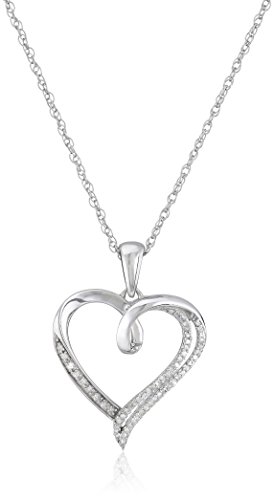 Sterling Silver Diamond Heart Pendant Necklace (1/10 cttw), 18"