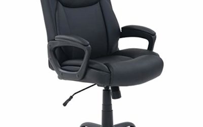 AmazonBasics Classic Puresoft PU-Padded Mid-Back Office Computer Desk Chair with Armrest – Black