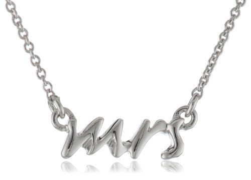 kate spade new york Say Yes Silver-Tone "Mrs." Necklace, 16"