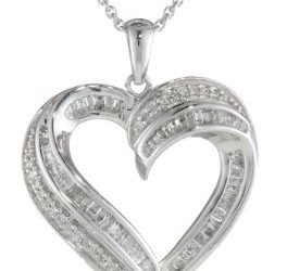 Sterling Silver Diamond Heart Pendant Necklace (1/2 cttw), 18"