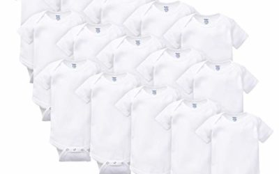 Gerber Baby 15 Piece Onesies Bodysuit Pack, White, Multi-Size (0-3M, 6-9M, 3-6M)